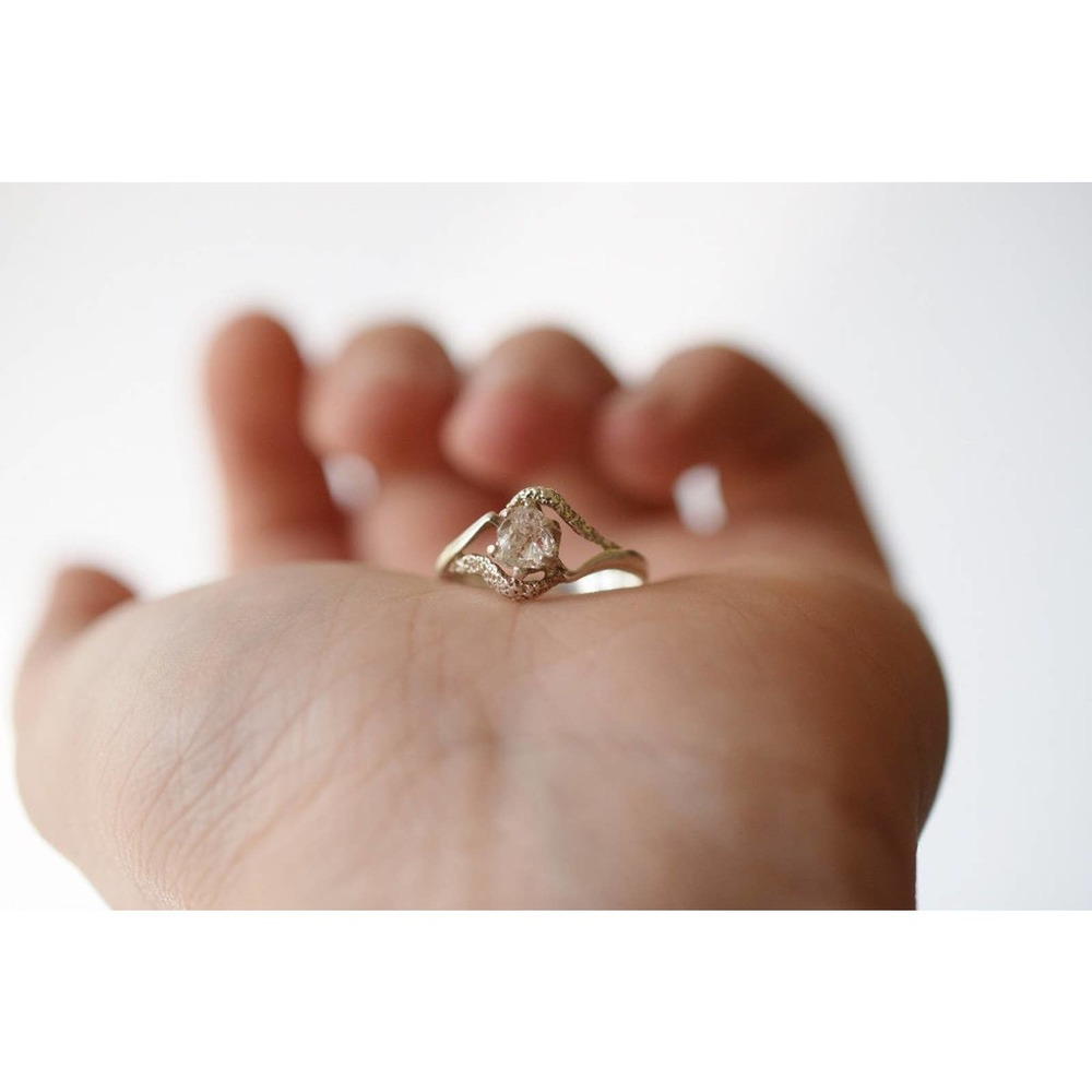 Unique Engagement Ring, Solid Sterling Silver, An… - image 2